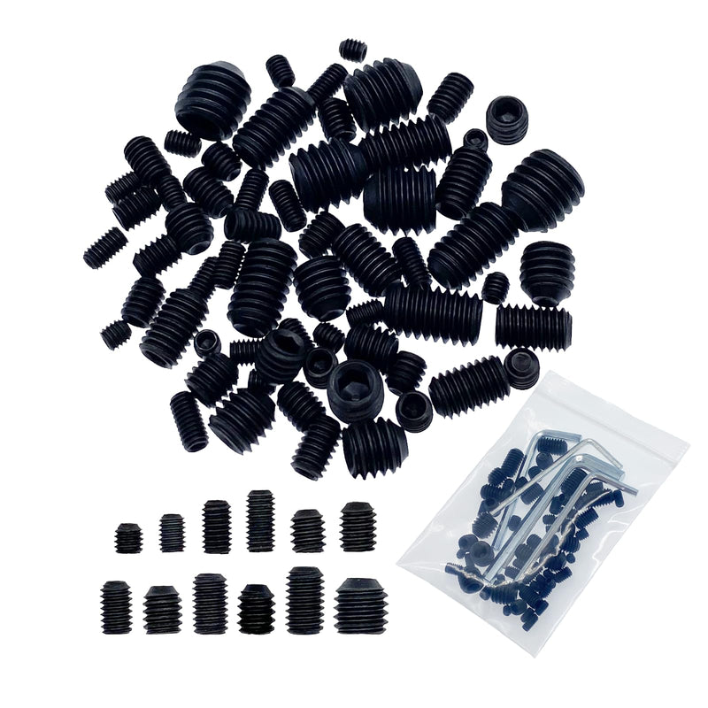 60pcs Set Screws, Set Screws Assortment Kit, Grub Screws M3 M4 M5 M6 M8 for Home Repair, Repair Furniture, Electronic Product, Install Door Lock, DIY, Fixtures, 12 Sizes 60pcs(12 Sizes)