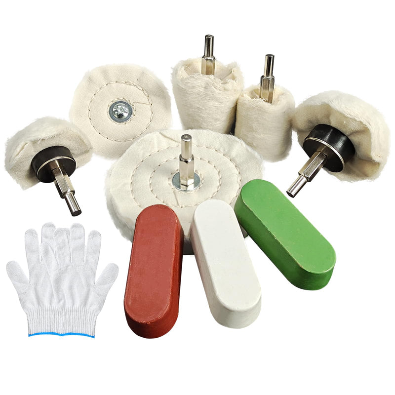 Neeki 6 Drill Polishing Wheels and 3 Polishing Compounds, Multi-Specification Polishing Wheel Kit, Suitable for Metal, Stainless Steel, Jewelry, Wood, Ceramic, Glass and Other Wheel Polishing Tools. 9