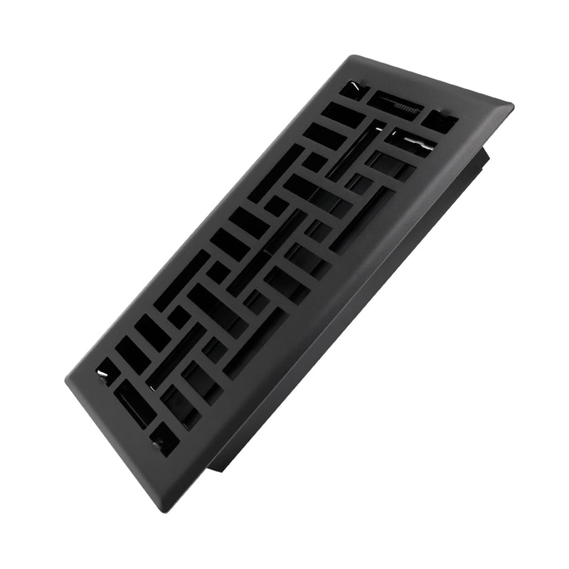 4x10 Inches Heavy Duty Walkable Floor Register Easy Adjust Air Supply Lever Floor Vents - Seattle Design - Vent Cover for Home Floor - Matte Black 4x10 Inches