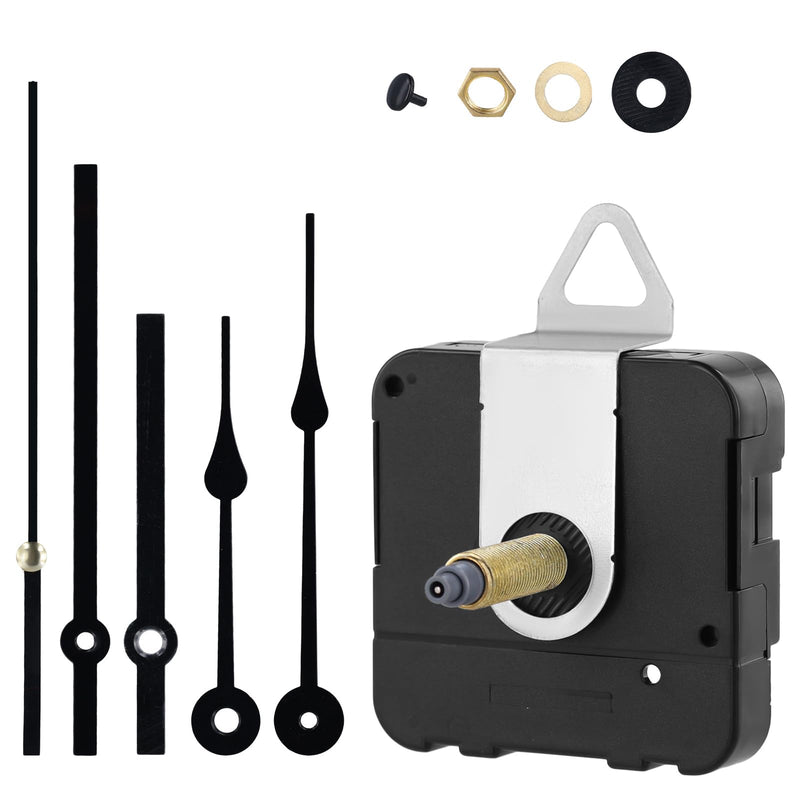 Clock Mechanism Replacement Kit Battery Operated, Wall Clock Repair Kit, 1-1/5" Quartz Long Axis Quartz Clock Motor Kit Clock Movement Mechanism Kit with 2 Pack Long Spade Hands