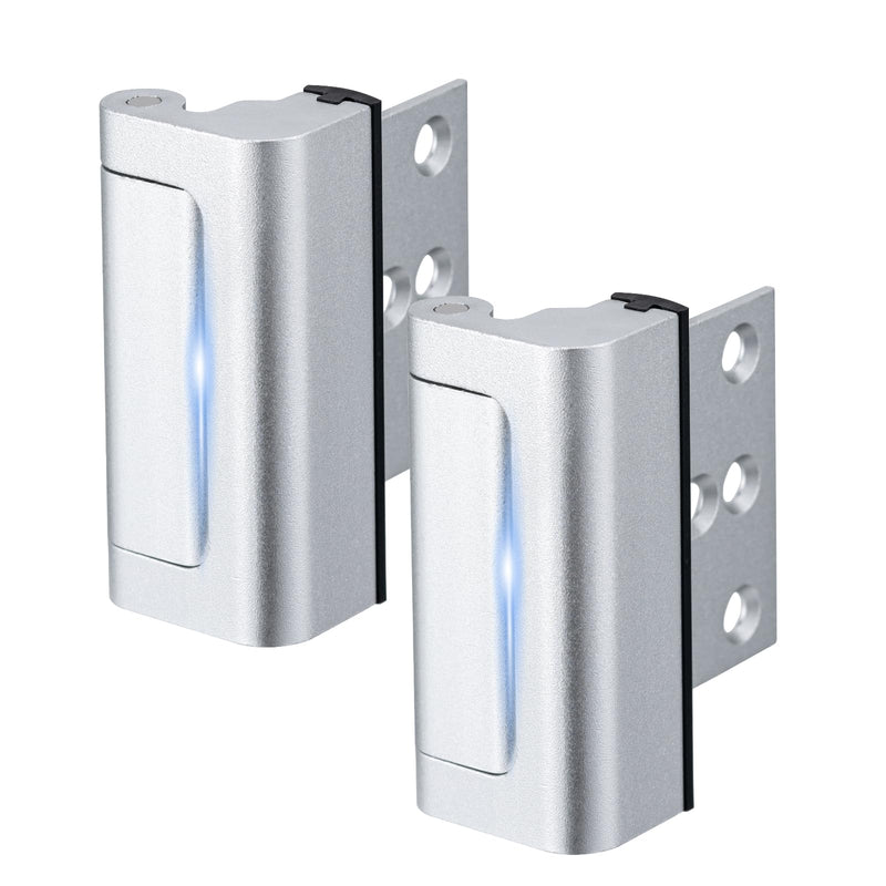 2 Pack Home Security Door Lock,Childproof Door Reinforcement Lock,with 3" Stop Withstand 800 lbs,for Inward Swing Doors,Night Kids Safety Metal Flip Lock Deadbolt Latch (Silver) 2Pack-Silver