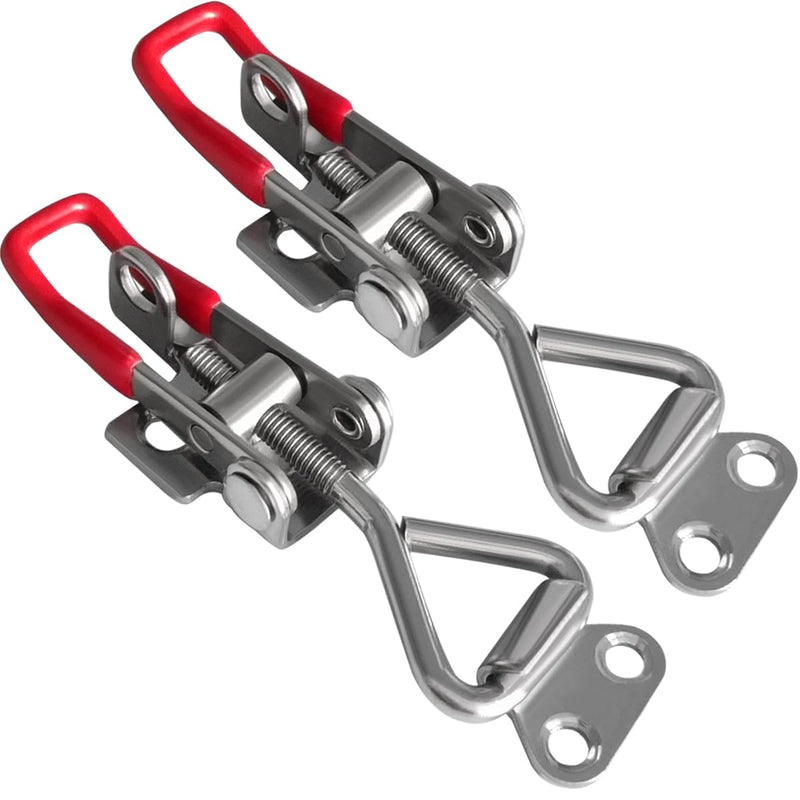 JoyTube Toggle Latch Clamp 4001 with Lock Hole, 304 Stainless Steel Adjustable Heavy Duty Pull Hasp Latches For Smoker Cabinet Tool Box Case Trunk Door, 330Lbs Holding Capacity (2 Pack) 4001-2pcs