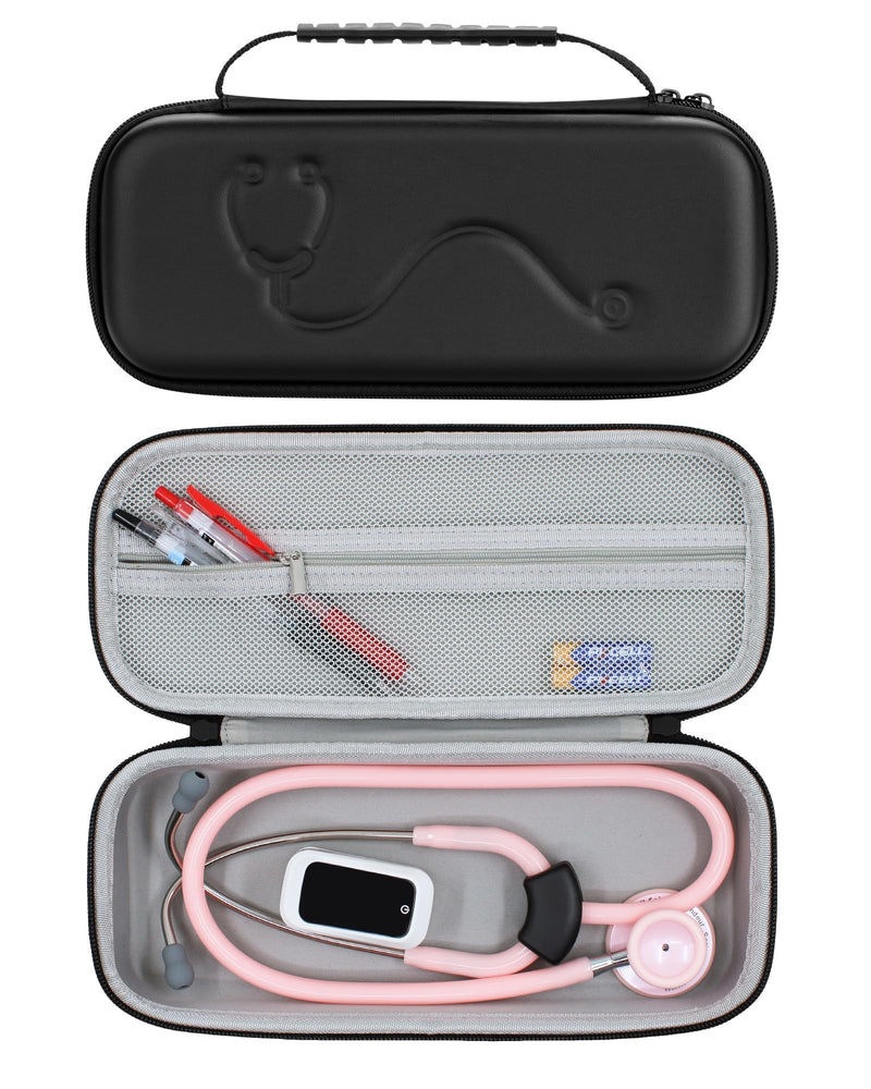 Hard Stethoscope Case for 3M Littmann Classic III, Lightweight II S.E, MDF Acoustica Stethoscope, Stethoscopes Carrying Case with Mesh Bag for Nurse Accessories Gauze Penlights Cotton Swabs