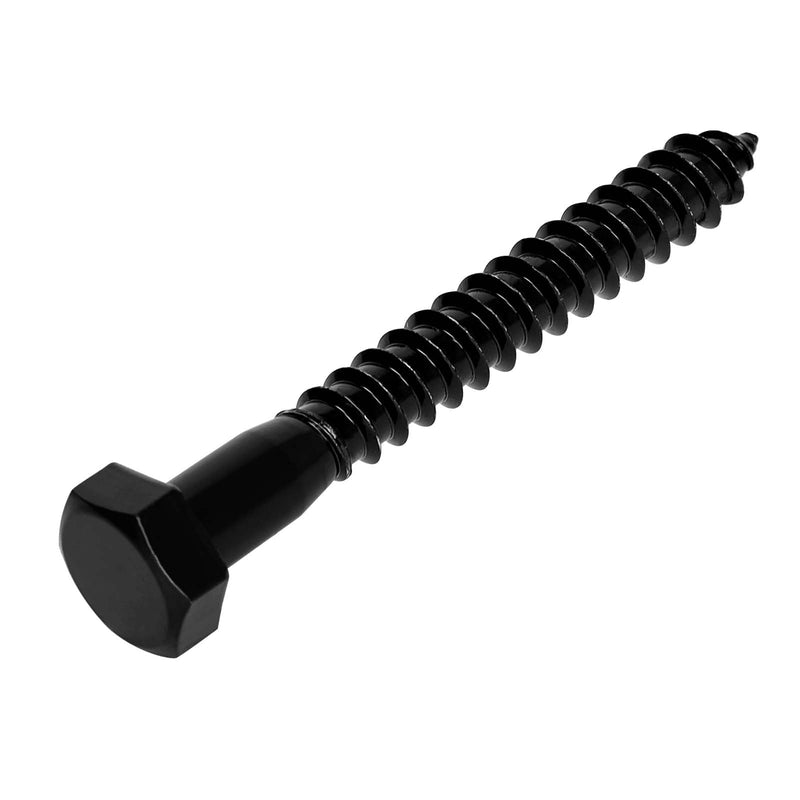 3/8" x 2-1/2" Stainless Steel Lag Screws Bolts, Heavy Duty External Hex Head Wood Screws, Black Finish, Partial Thread, 10 PCS 3/8" x 2-1/2"