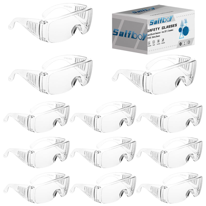 Safety Glasses Over Eyeglasses with Anti-Fog and Scratch Resistant ANSI Z87 Safety Goggles Over Glasses 177-12pc Clear