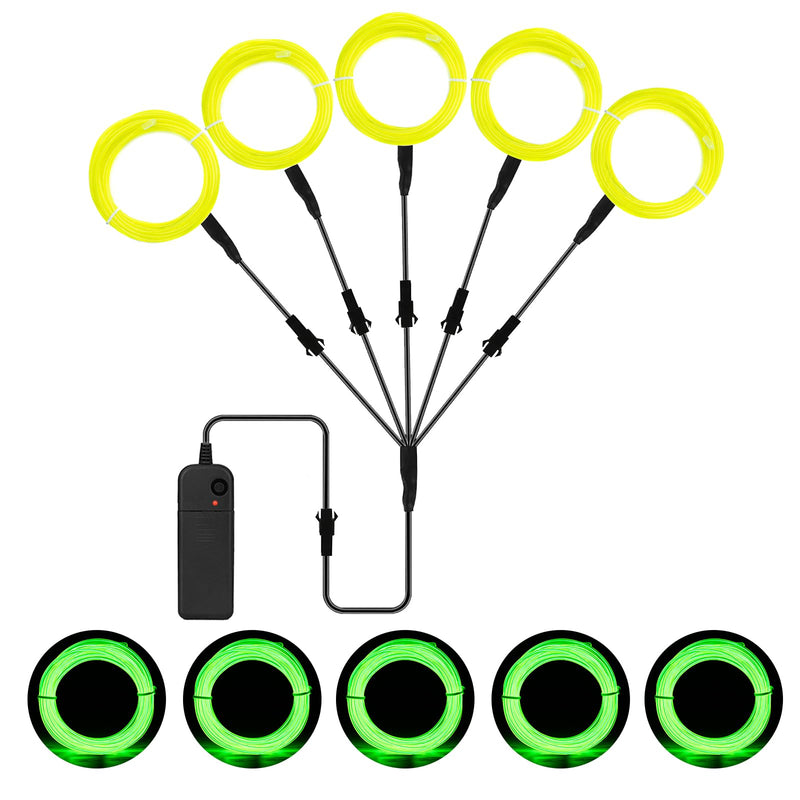 EL Wire Lights Battery Powered 5 by 1 Meter EL Wire Neon Lights 3 Modes 360° Illumination EL Wire Kit Rope Lights Cuttable Electroluminescent Wire for Party DIY Cosplay Costume (Lemon Green) Lemon Green