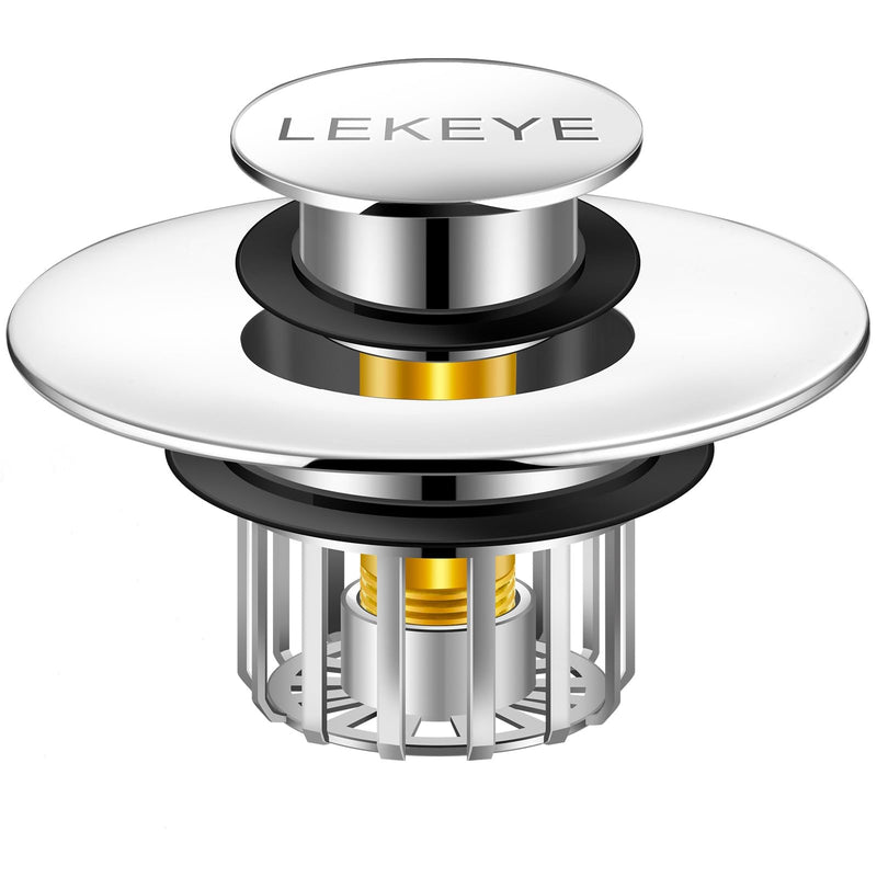 LEKEYE Tub Stopper | Shower Drain Hair Catcher | Pop-up Drain Stopper with Strainer | Bathroom Bathtub Plug | Drain Protector for 1-1/2 to 1-3/4" Bath Drain Hole Silver