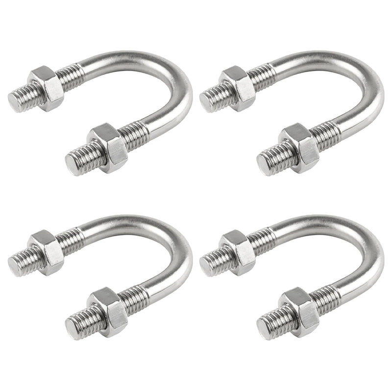4 Pcs Round U-Bolts 1.06 inch (27 mm) Inside Width 54 mm Long M8 304 Stainless Steel U-Bolts with Nuts M8×27×54mm