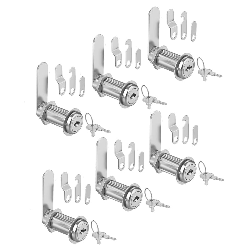 6 Pcs Cabinet Locks with Key, 1-1/2'' Cam Lock Keyed Alike Fit 1-3/8'' Max Panel, Mailbox Lock with Keys Secure Drawer RV Storage Locks, Zinc Alloy 1-1/2 Inch 6 Pcs Silver