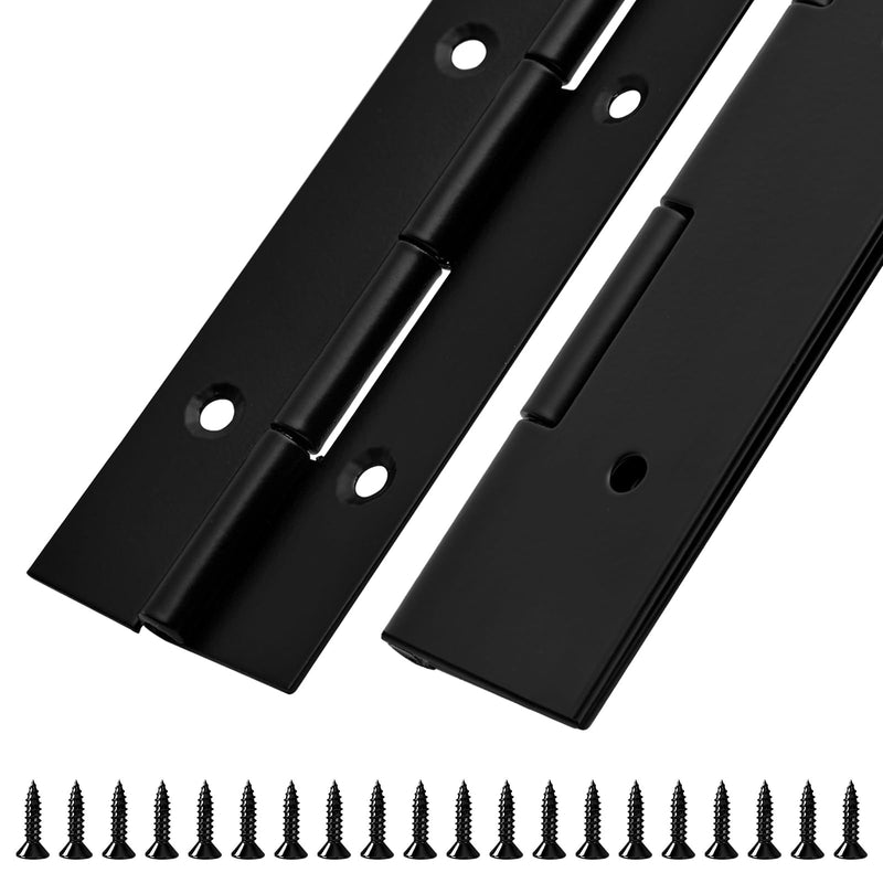 2Pack Heavy Duty Piano Hinge 30 Inch Stainless Steel Piano Hinge Black Continuous Hinge with Hole for Cabinets Boat Marine Door Box French Window Woodworking, 0.047" Leaf Thickness, 1.5'' Open Width