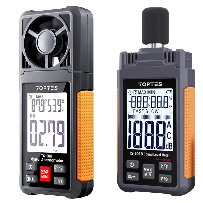TS-501B Decibel Meter & TS-301 Anemometer-an Great Environmental Monitoring Kit for Measuring Noise Levels and Wind Speed Home and Outdoors