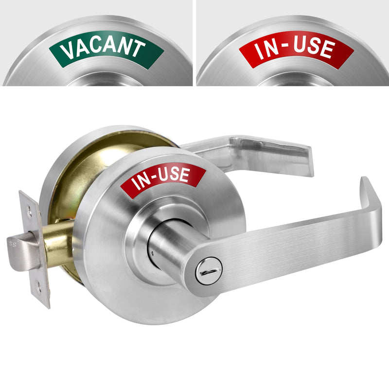 Commercial Door Handle for Restroom, Vacant Occupied Bathroom Lock, Occupied Door Handle, Privacy Indicator Door knob for Public & Industrial Buildings (Satin Chrome) Satin Chrome