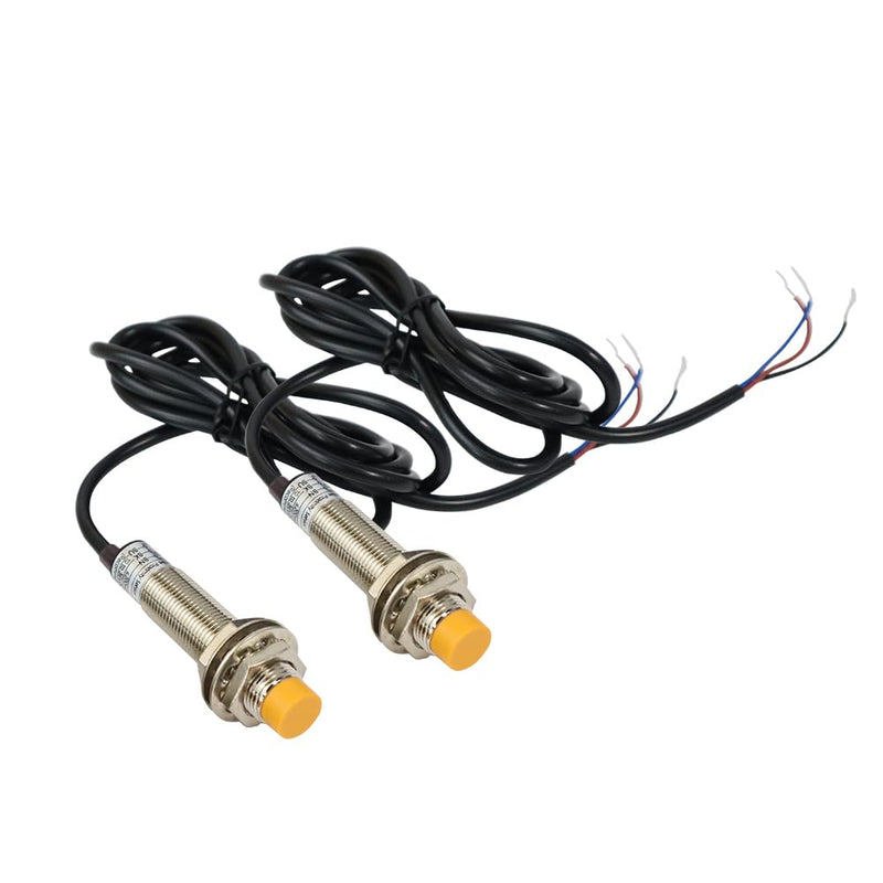 2Pcs M12 Inductive Proximity Sensor, NPN NO Proximity Switch, DC 6V-36V 4mm Normally Open Antivibration Proximity Sensor Reverse Power Protection,Directly Connecting with PLC 2 pcs