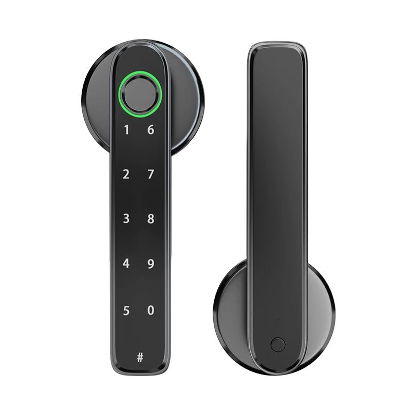 Fingerprint Door Lock,Touchscreen Biometric Door Lock, with Passcode keypad keyless Entry Door Handle,Smart Lock Handle Digital Door Lock, for Bedroom Home Hotel Office Apartment (Black) Black