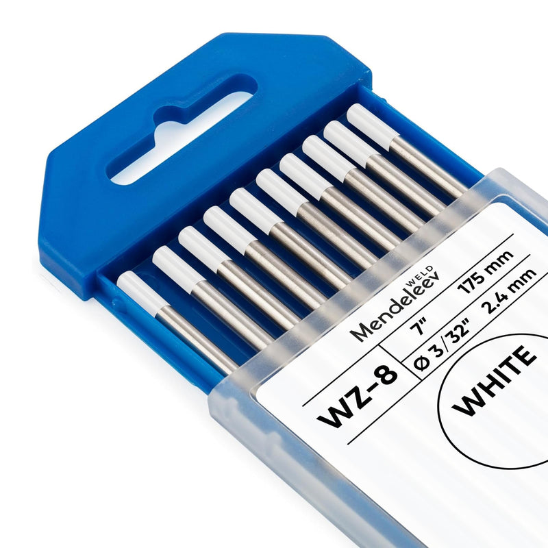 WZ-8 WHITE 3/32" Tungsten Electrode TIG Welding 10-Pack (Zirconiated-0.8% WZ8/EWZ8) 3/32"