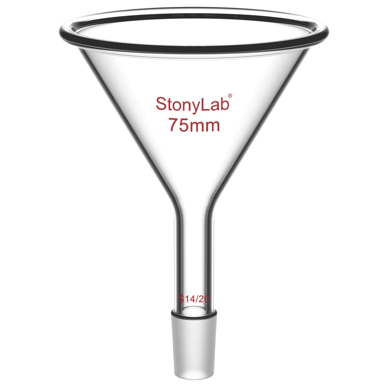 stonylab Borosilicate Glass Powder Funnel, Short Neck, 14/20 Joint Size, 75 mm Diameter