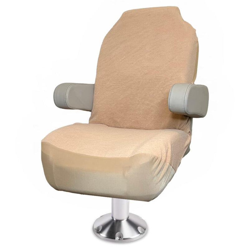 Boat Seat Cover - Microfiber, Quick-Dry, Universal Fit, Stylish Solid Beige Design for Captain's Chairs, Pontoon Towel Seat Covers