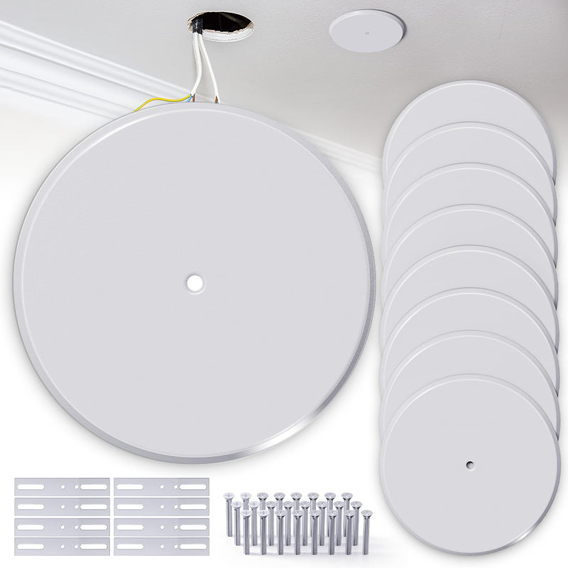 WunoShop 2 Pcs Ceiling Cover Plate, Metal Blank Cleanout Cover Plate with Center Hole,5 inch Round Outlet Covers Plate For Electrical Box, Smoke Detector Cover Plate for Wall Light Hole -White