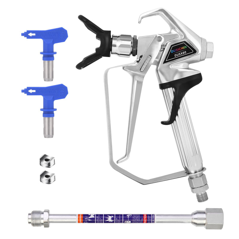 DUSICHIN Airless Paint Primer Spray Gun High Pressure 3600PSI Reversible 517 Tip Guard Swivel Joint 10 inches Extension Airless Paint Sprayer Accessories for Graco Titan Airless Paint Sprayer DUSX80