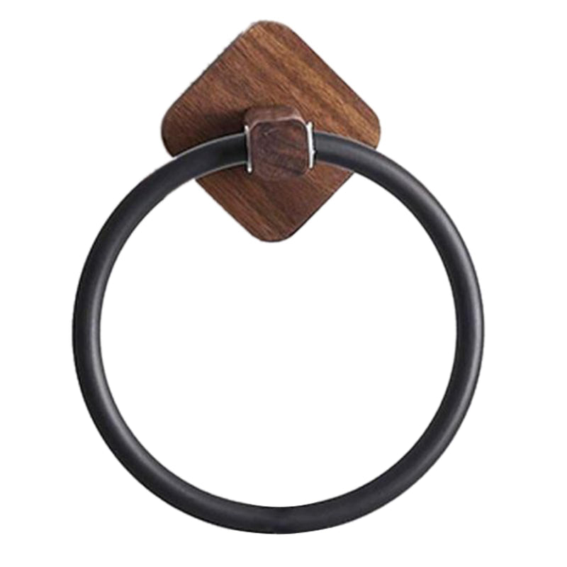 Towel Rack Aluminum Wood Towel Ring Hand Towel Holder for Bathroom Towel Rack Hanger for Kitchen Wall Mount Heavy Duty Storage, Walnut Black