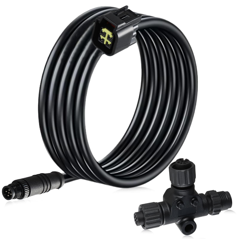 EVRBUL Engine Interface Cable NMEA2000 Network Connection with T-Connector Compatible with Yamaha Outboard Engine 2006-2023 Replace# 000-0120-37 3004.6865 (16Ft)