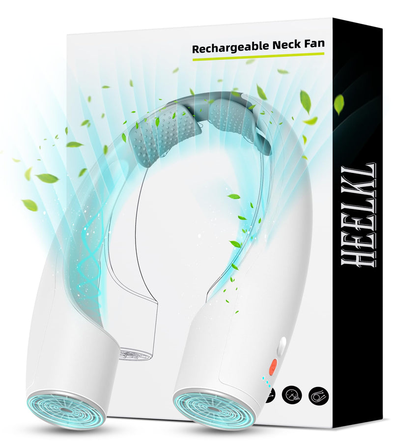 AI Neck Fan, 4 Speeds Adjustable Portable Personal Fan Rechargeable, 4000 mAh Battery Faster Cooling Wearable Fan, Ultra Quiet for Home, Office, Travel, Outdoor White