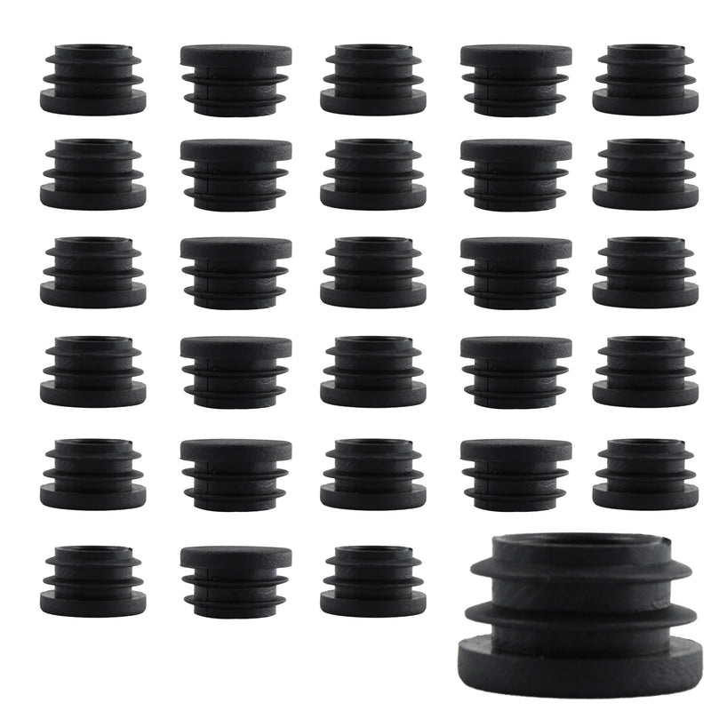 30Pcs 22mm(7/8Inch) Round Plastic Plug, Round Pipe Tubing End Cap, Black Furniture Finishing Sliders, Plastic Glide Protection for Round Metal Tube and Furniture 22mm(7/8Inch) 30