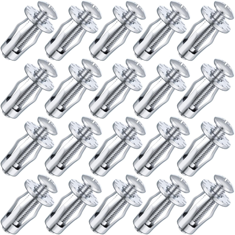 20pcs Expansion Screw Petal Nut, M5 x 25mm Corrosion-Resistant Jack Nuts, Insert Nuts Metal Petal Nuts for Hollow Wall Iron Plastic Polywood Pressboard Hardboard- Silver