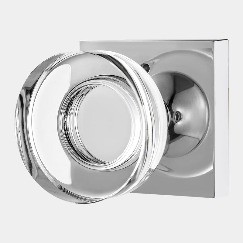 Polished Chrome Door Knobs Interior, Privacy Crystal Glass Door Knobs with Lock for Bathroom Bedroom Privacy-Crystal Polished Chrome