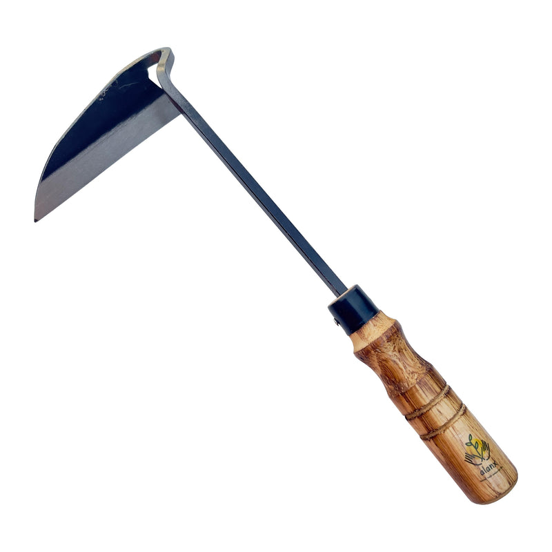 12 Inch Japanese Gardening Hand Weeding Sickle, Weeding Hoe with Long Wooden Handle