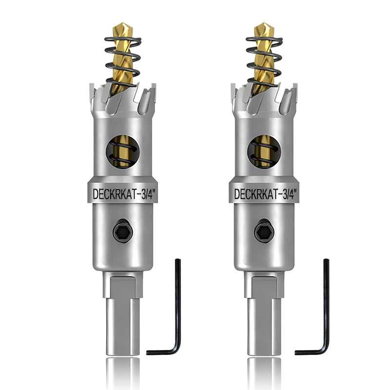 2-Pack 3/4" TCT Hole Saws for Hard Metal, Heavy Duty 19mm Tungsten Carbide Tipped Hole Cutters Set with Spring-Loaded Pilot Drill Bits for Stainless Steel, Metal, Iron, and Plastic 3/4”（19mm）