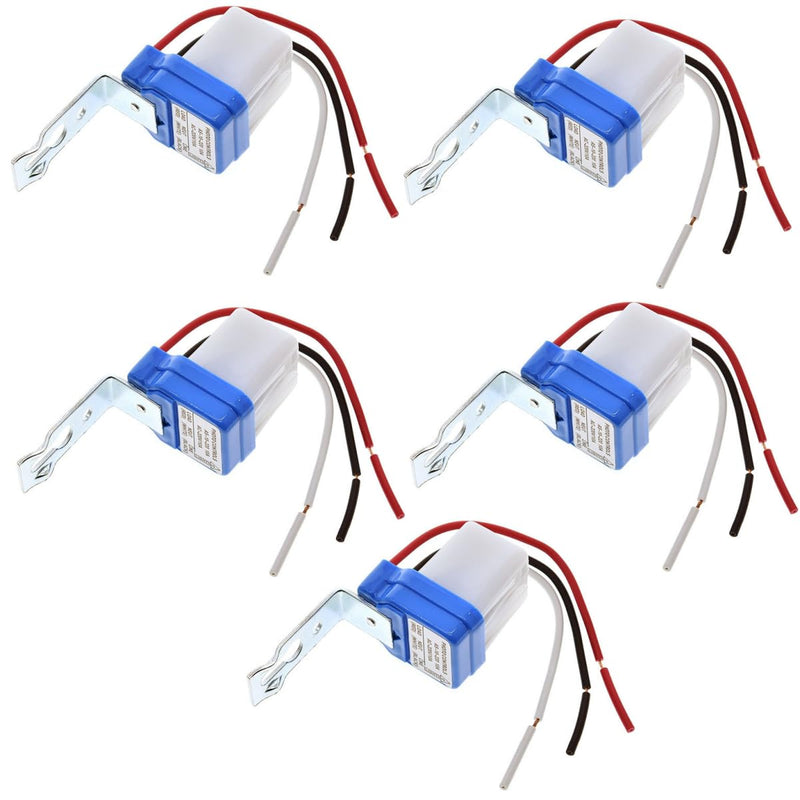 5 Pcs AC DC 12V 10A Auto On/Off Photocell Light Switch Photocell Photo Switch Photoelectric Switch Photocell Control Light Sensor Switch Dusk to Dawn Photocell Sensor (AC DC 12V)