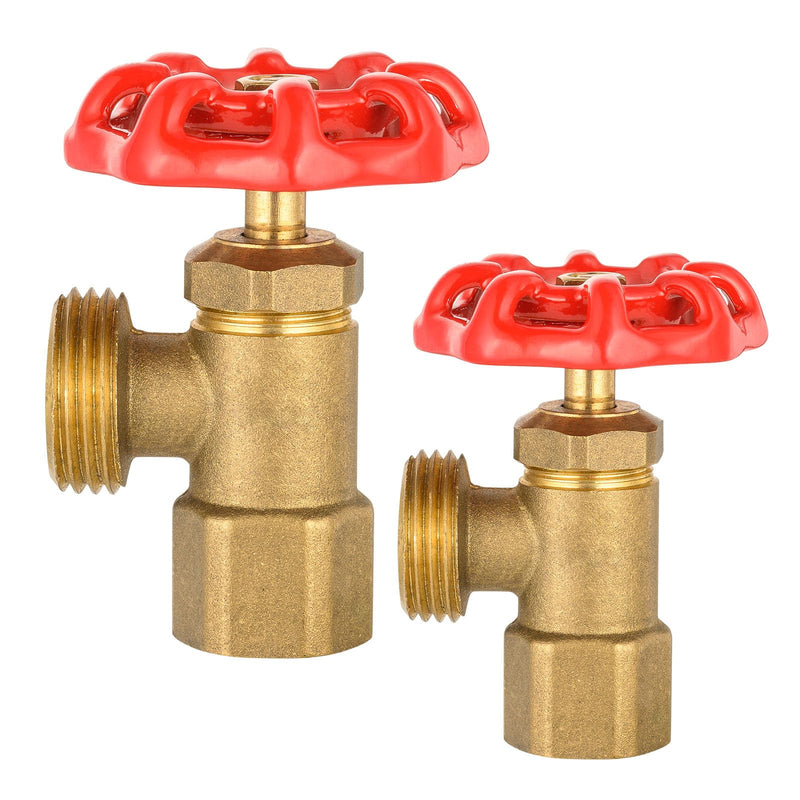 EFIELD 2-Pack Boiler Drain Valve, 1/2 inch FIP x 3/4 inch MHT, Multi-Turn, Brass Made,(BOILER014-2PCS) 1/2" FIPx3/4"NH 2.0