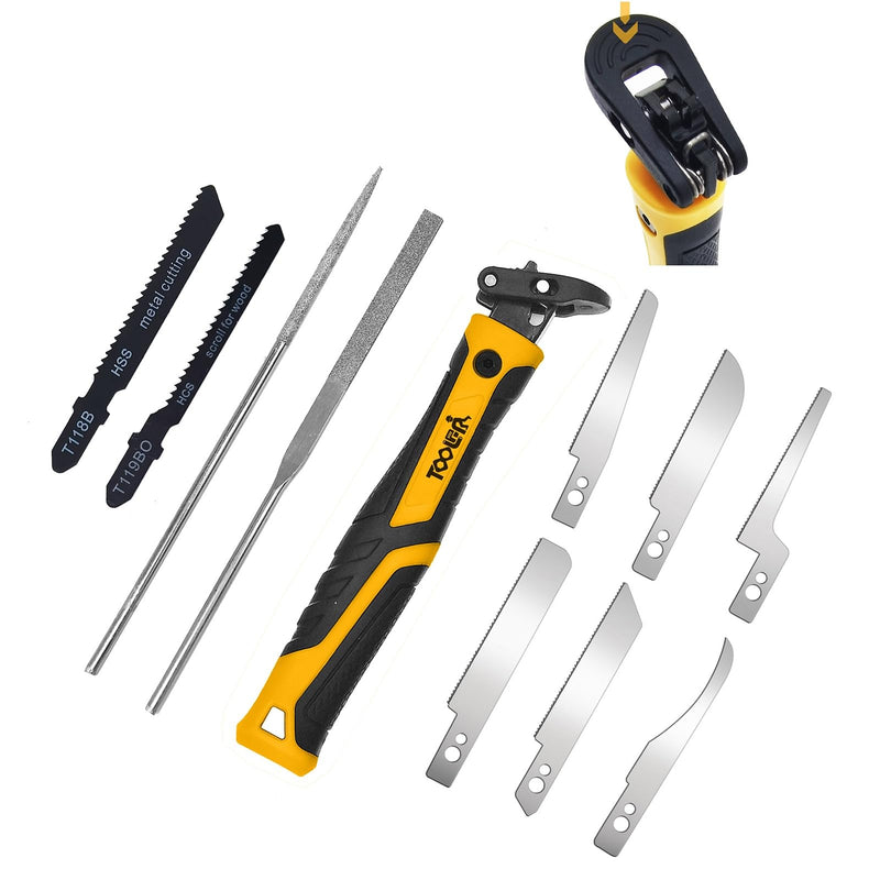 10-In-1 Model Craft Hand Saw & File Set. DIY Mini Razor Saw&File Kit for Handcrafted, Modeling, Plastic, and Other Fine Cutting, Reliable Blade Quick Change Mechanism.