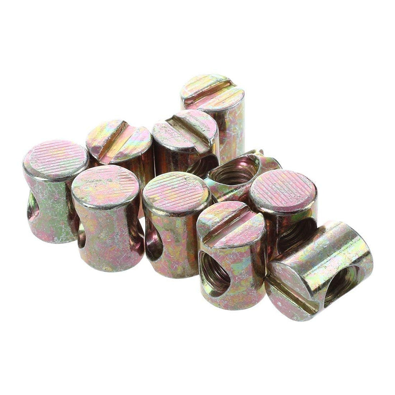 10Pcs Shyness M6 Barrel Dowel Slotted Furniture Nut for Beds Crib Chairs,Fasteners,Nut and Bolt Assortment Sets,Industrial and Scientific, Small, Silver