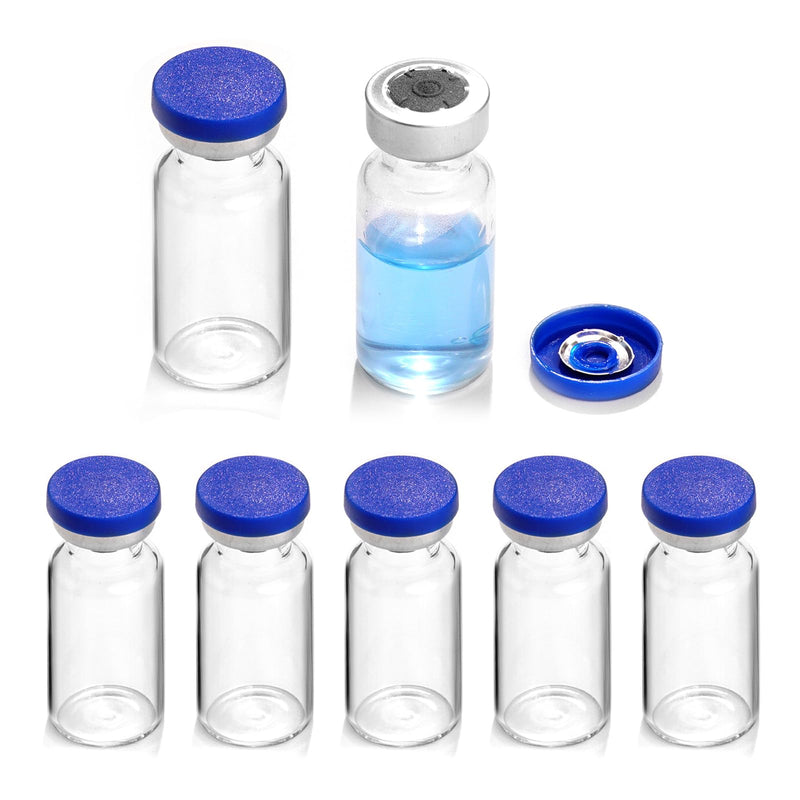 2ml Sealed Vials with Self Healing Injection Port and Plastic-Aluminum Flip Caps,Glass Empty Vials for Injection 10 Pack 2ml