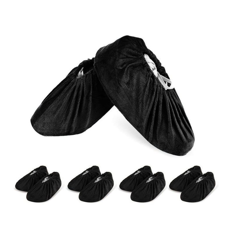 LAKE OF FIRE 5 Pairs Reusable Shoe Covers Non-slip, Washable Thickened Boot Covers for Floor Carpet Protection Black