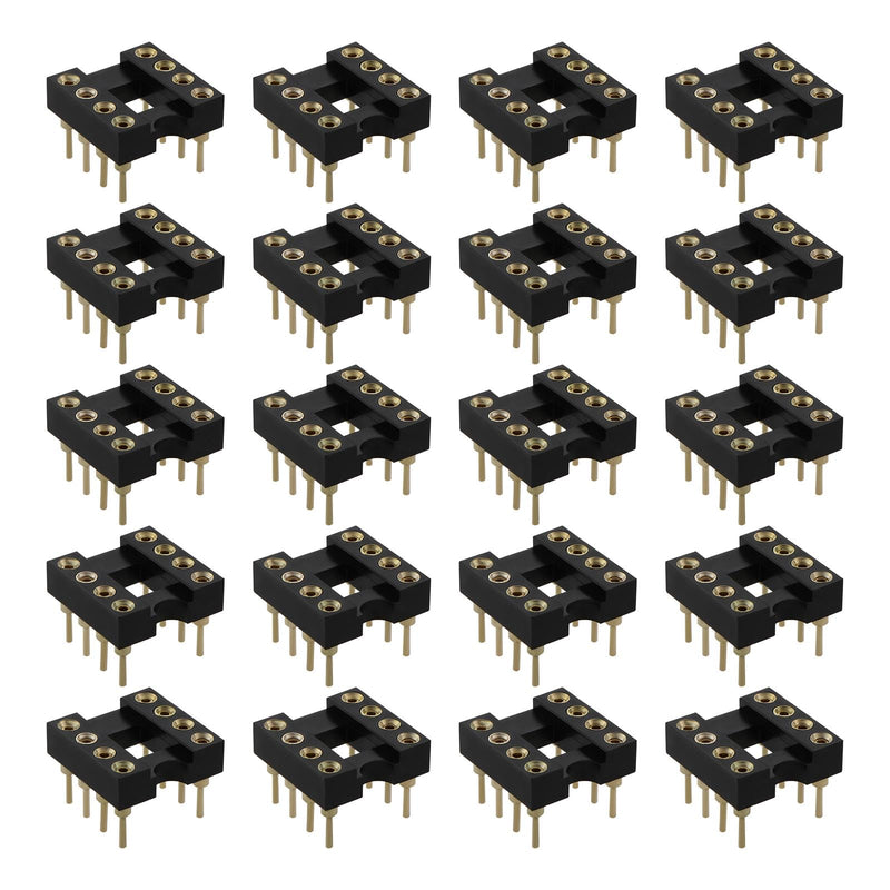 20Pcs Gold Plated 8-Pin DIP Round IC Chip Socket Adaptor 2.54mm Pitch Straight IC Socket for 8 DIP OP-AMP IC Sockets for NE5532 Burr Brown LM Audio Grade