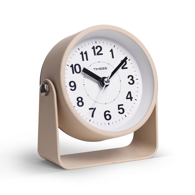 Analog Alarm Clock, Silent Non-Ticking Quartz Movement, Battery-Operated with Snooze & On-Demand Light, Easy to Set Gentle Wake Bedside Desk Clock, Ideal for Home, Travel, Office (Yellow) Yellow