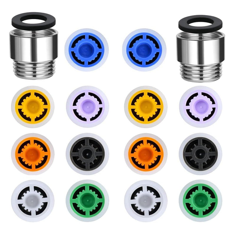 2 Sets 7 Shower Flow Reducer Limiter Set, Water Flow Saver Adapter 1/2 Inch Flow Restrictor, Control Valve for Fixed Shower Head Handheld Shower 1.2/1.5/1.8/2/ 2.2/2.5 GPM