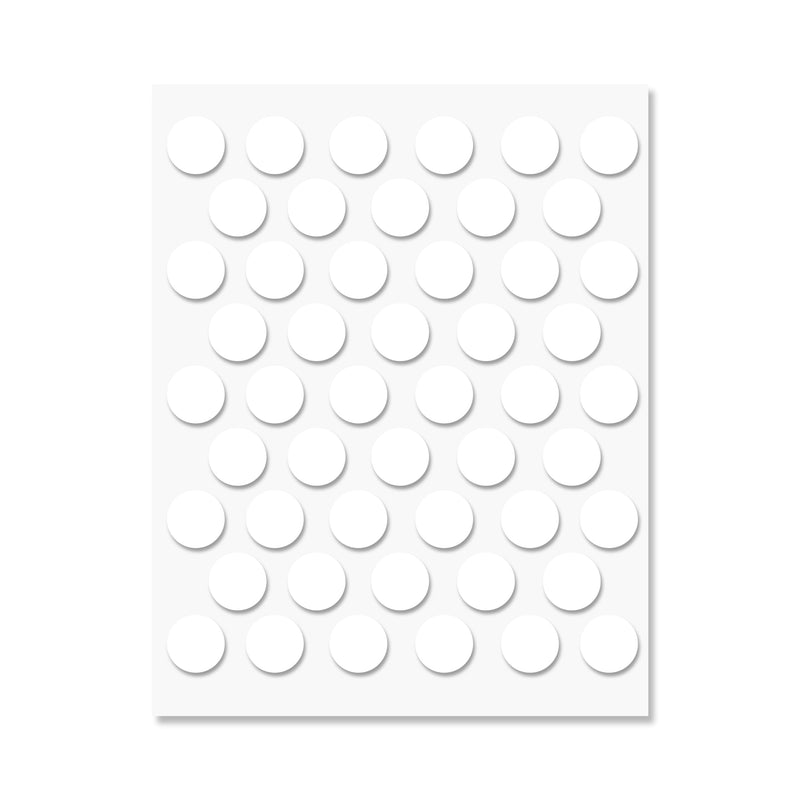 White Self-Adhesive Screw Hole Stickers - 50 pcs. 0.55 inch / 14 mm Peel Stick Dust Proof Tape, Water Resistance PVC Caps for Wood Cabinets, Furniture, Drawer, Wardrobe, Kitchen, Table 0.55 inch - 14 mm White