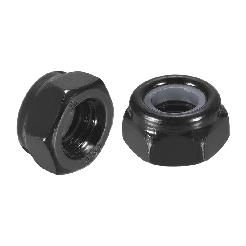 uxcell 15Pcs M6 x 1 Nylon Insert Hex Lock Nuts, Carbon Steel Self-Locking Nylon Insert Stop Nut for Industrial Construction Fasteners, Black&Black M6x1 15