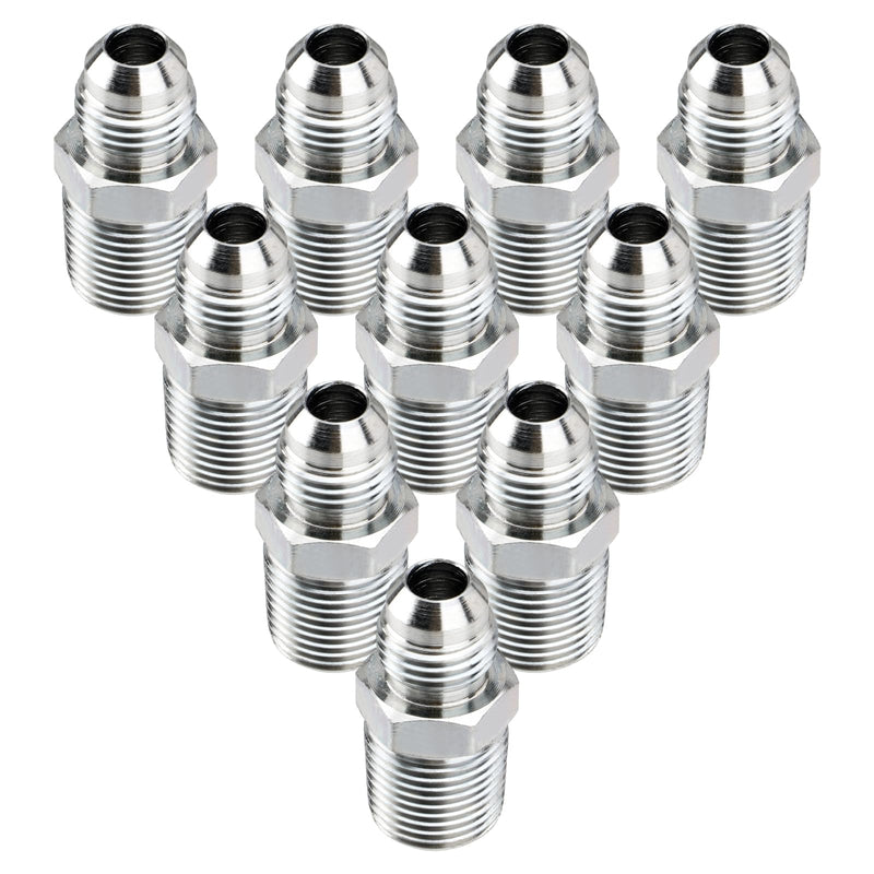 10 Pack Hydraulic Hose Adapter Fittings: 3/8" JIC 37° Male x 3/8" NPT Male Thread, Straight Tube Connectors with Protection Cover 3/8" JIC Male x 3/8" NPT Male
