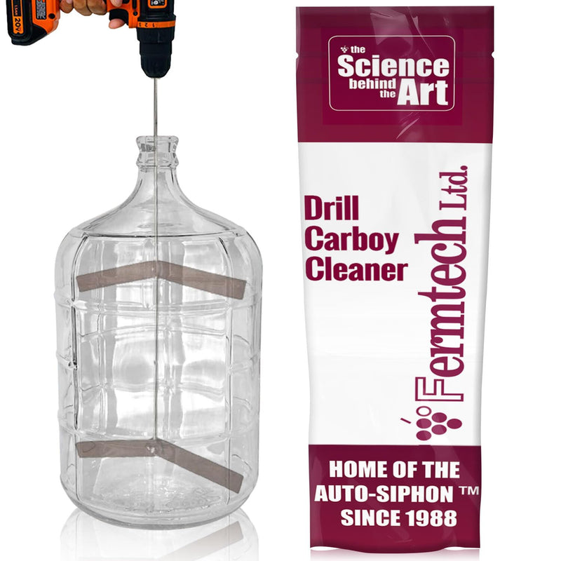 Drill Attachment Carboy Pail Jug Scrub Brush - 25" Long for Carboys, Jugs, Pails, Water Bottles - Cleaning Supplies for Brewing, Wine Making