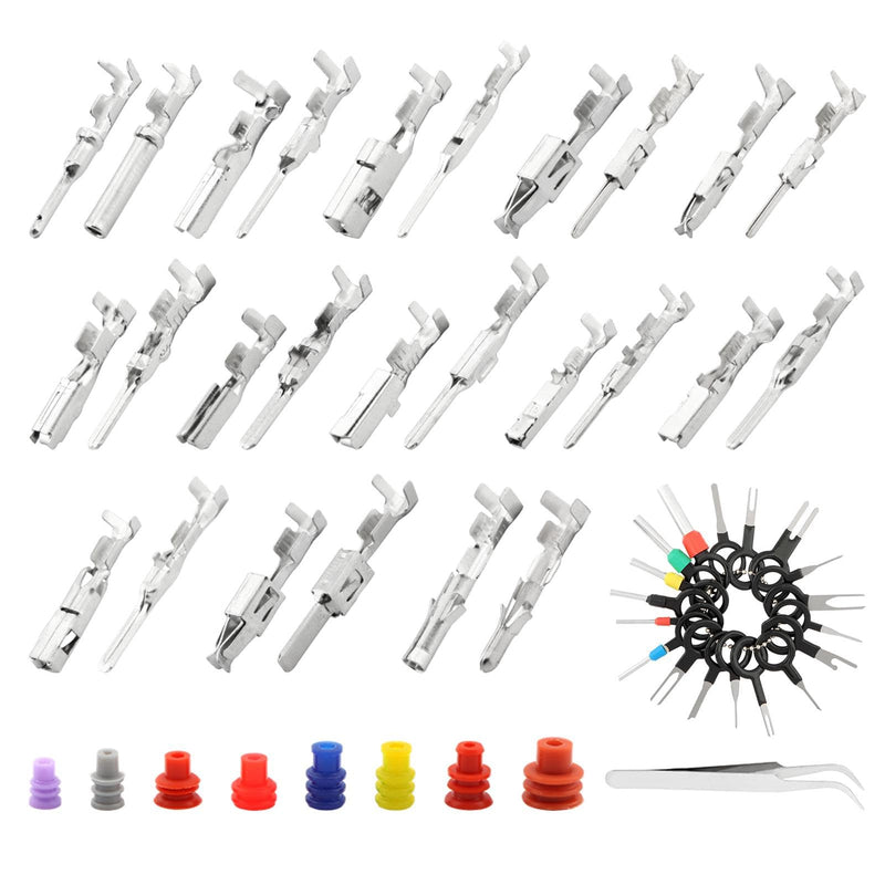 500Pcs Connector Pins Kit Car Electrical Wire Terminal Pins Connector Kit 1/1.5/1.8/2.2/2.8/3.5mm Non-Insulated Plug Removal Male Female Crimp Pins(Color:as Shown) as shown