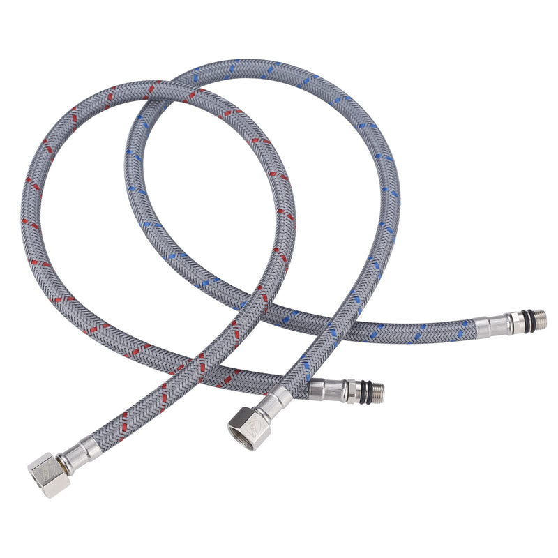 WOWOW 16" Length Faucet Supply Line, Bathroom Kitchen Faucet Lines Braided Nylon Sink Hose,cUPC Faucet Supply Lines 3/8" Female Compression Thread × M10 Male Connector 2Pcs (1 Pair) 16 Inch
