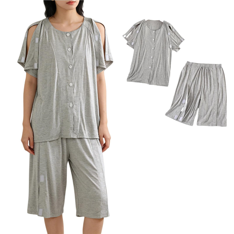 Bedridden Patient Clothing,Tearaway Disability Clothing for Post Surgery,Special Care Clothing,Suitable for Home Care,Post-Operative,Fractures,Rehabilitation Center,Elderly,Grey XX-Large Grey