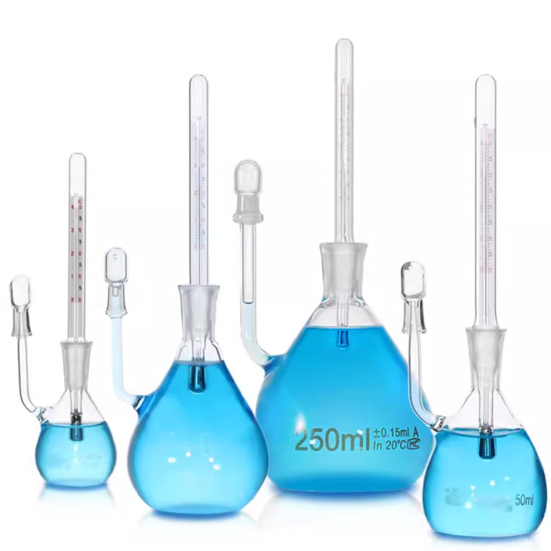 Laboratory Glass Pycnometer with Thermometer Borosilicate Glass Specific Gravity Bottle Lab Glassware for Determining Liquid Density Labs (10ml) 10ml
