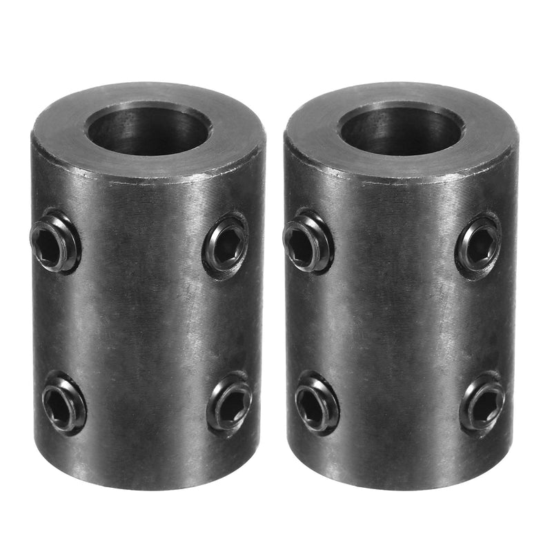 uxcell 2pcs Shaft Coupling 1/2" Bore, 1" OD, 1-1/2" Length, Black Oxide Plated Steel Rigid Coupling, Motor Wheel Coupler, (4 Set Screws)