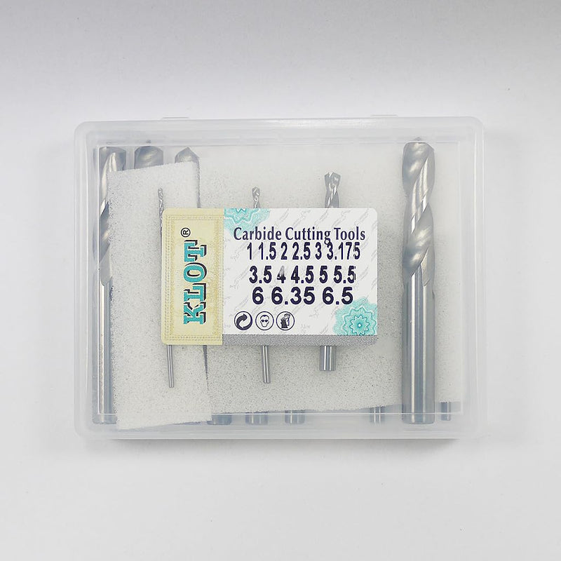 KLOT 14pcs Solid Carbide Stub Drill Bit Set (1mm-6.5mm) Industrial Grade High Precision 2-Flute Twist Straight Shank for Metal Working